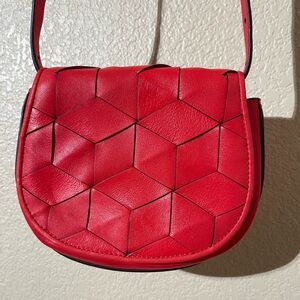 Welden Red Crossbody Bag with Geometric Design